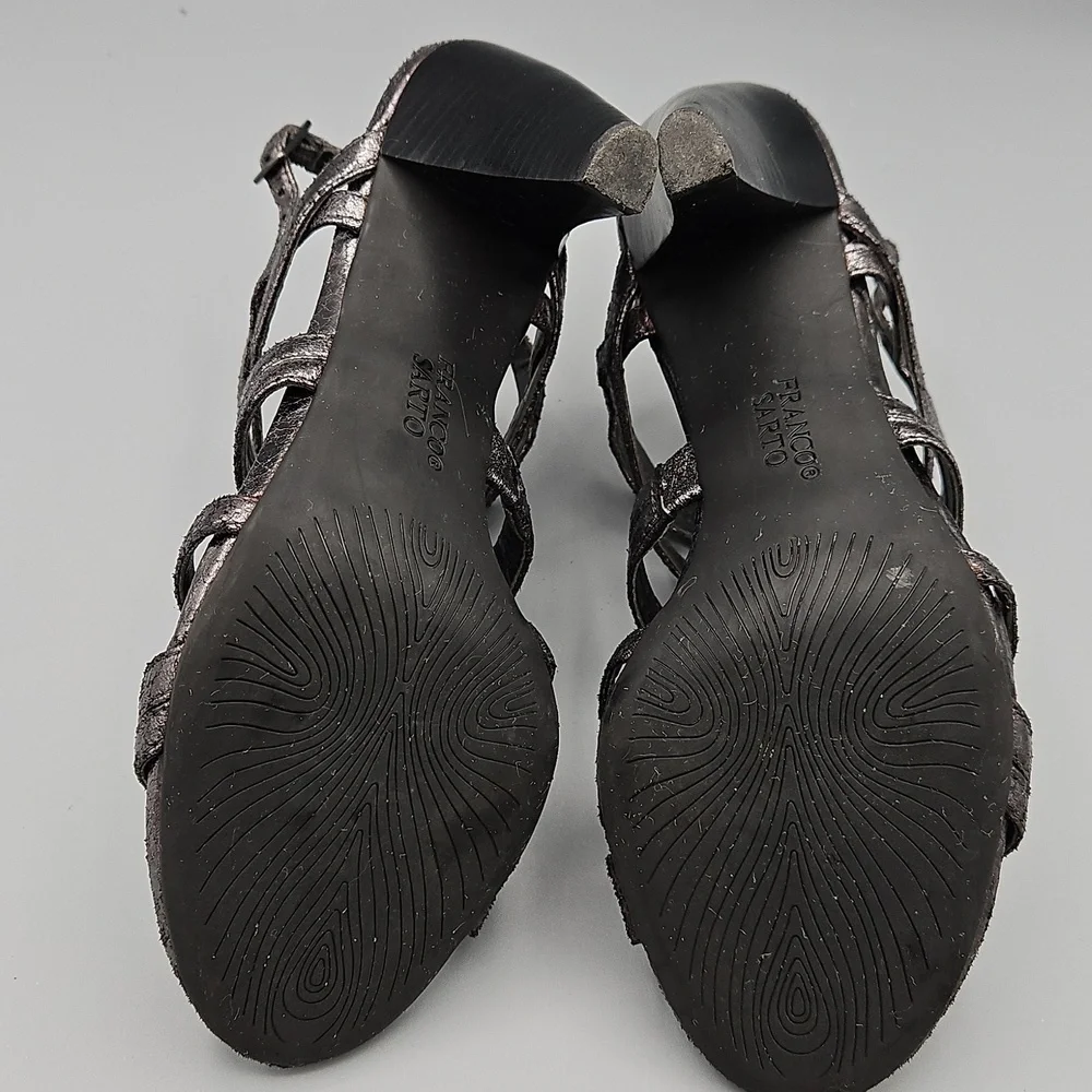 Franco Sarto Silver Open Toed Heeled Sandals Size 7
